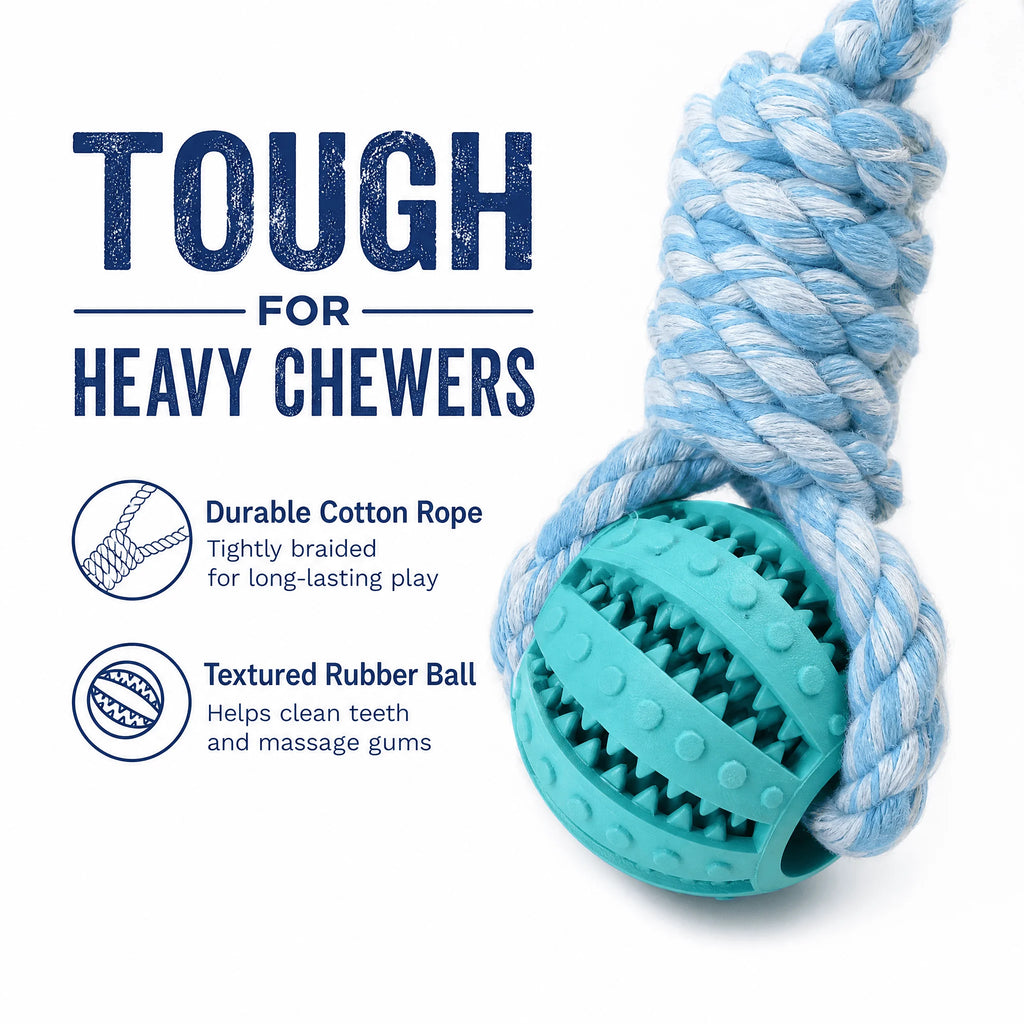 Rope Ball Chew Toy - Interactive Fetch & Tug Game