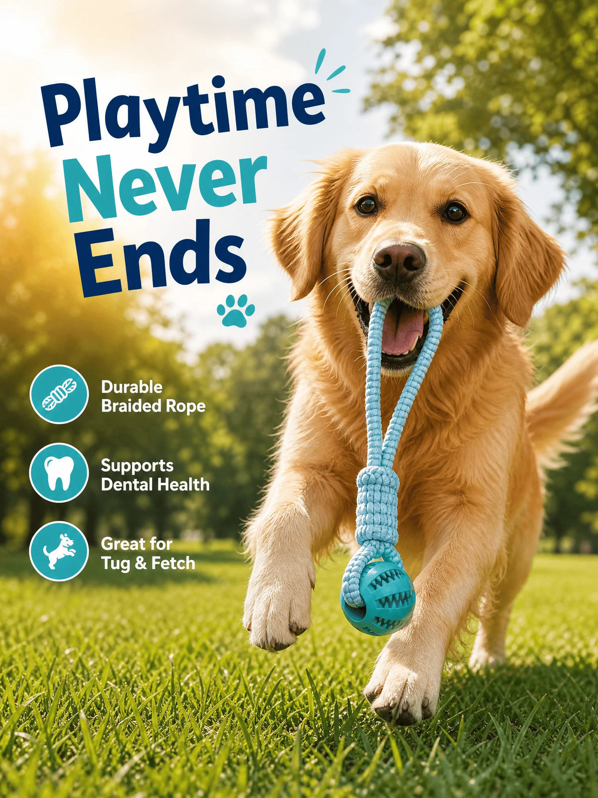 Rope Ball Chew Toy - Interactive Fetch & Tug Game