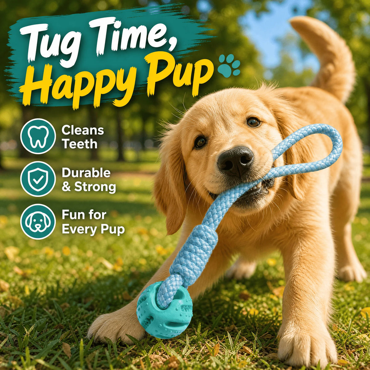 Rope Ball Chew Toy - Interactive Fetch & Tug Game