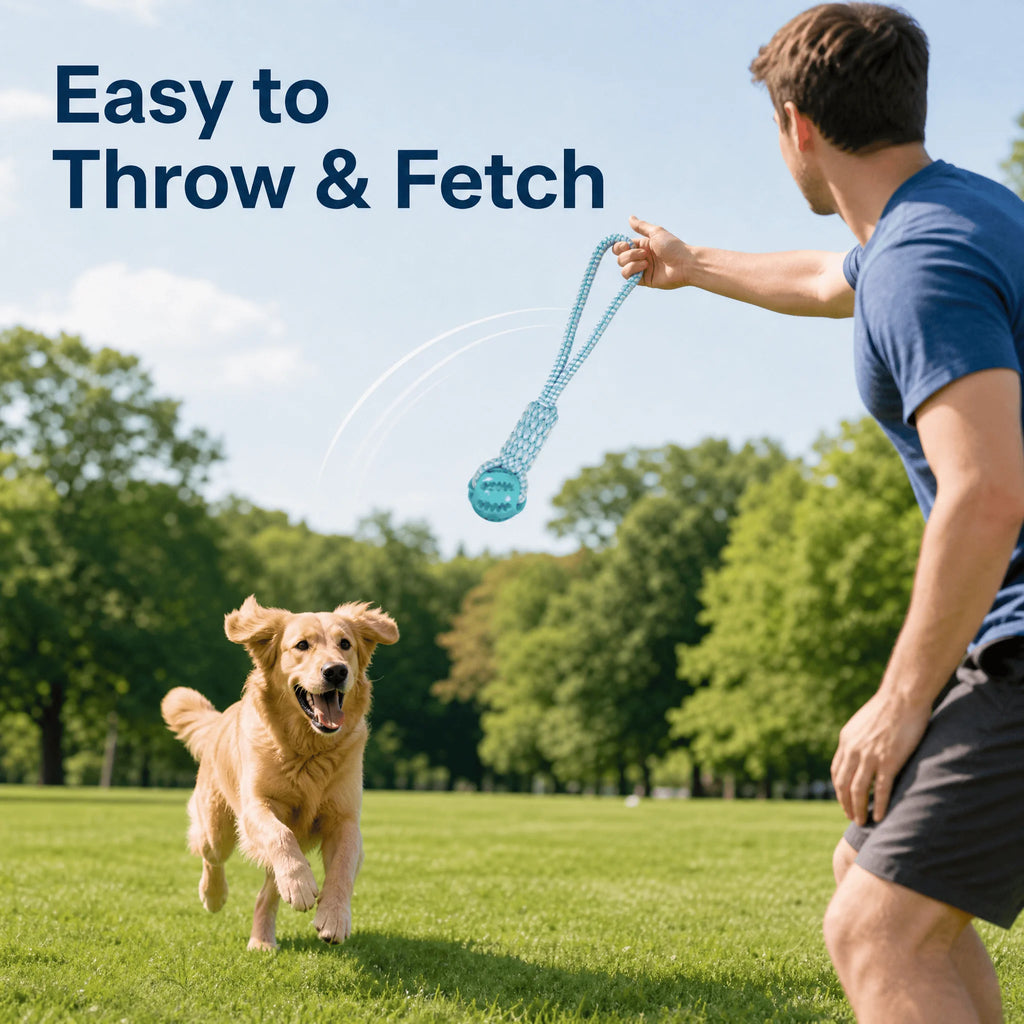 Rope Ball Chew Toy - Interactive Fetch & Tug Game