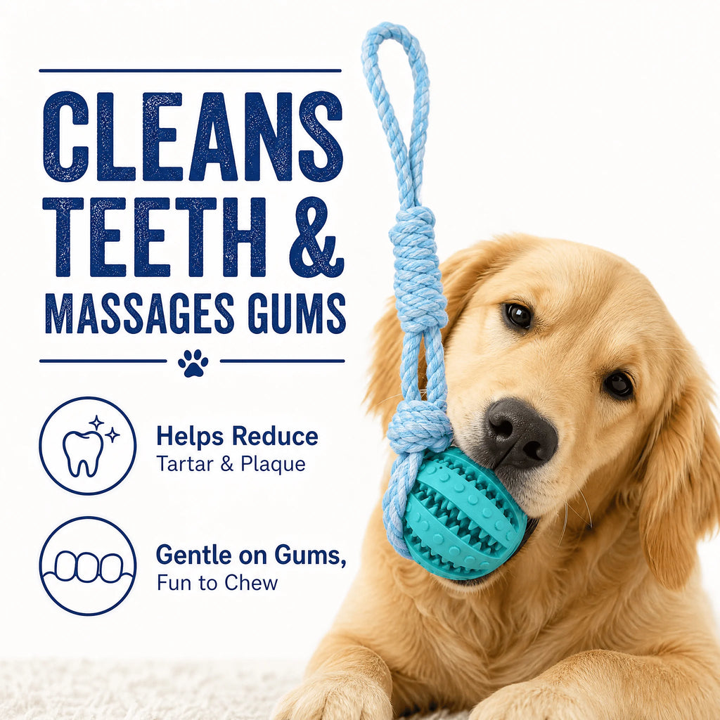 Rope Ball Chew Toy - Interactive Fetch & Tug Game