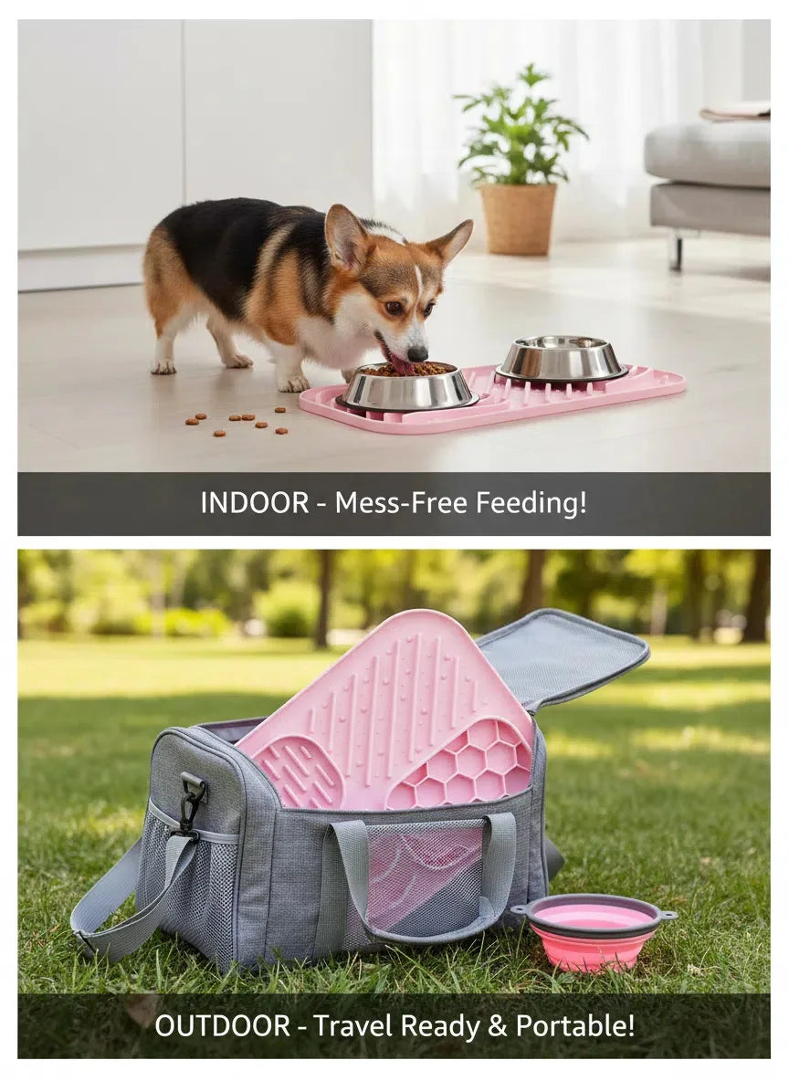 Silicone Slow Feeder Bowl - 4-in-1 Licking Mat