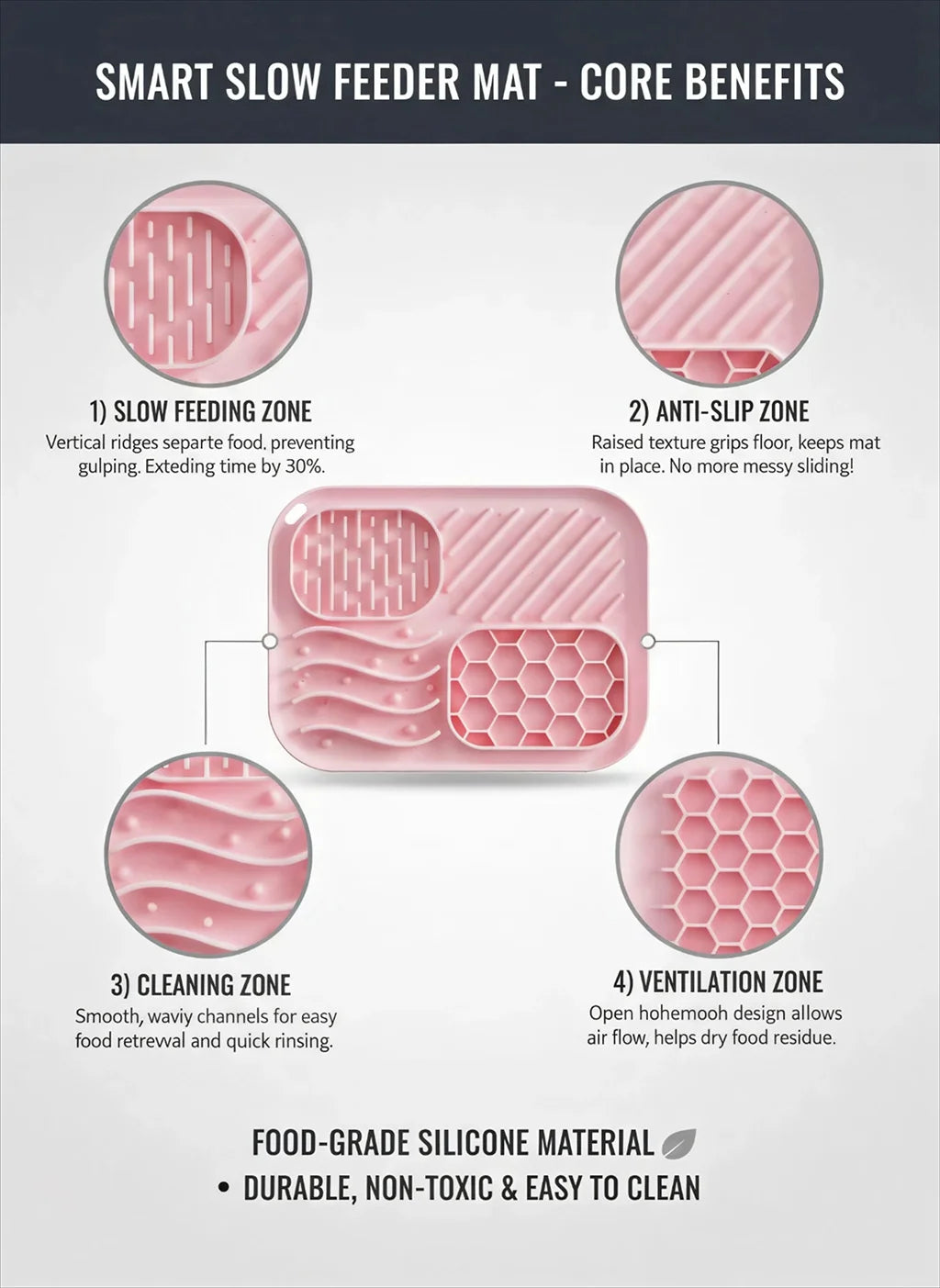 Silicone Slow Feeder Bowl - 4-in-1 Licking Mat