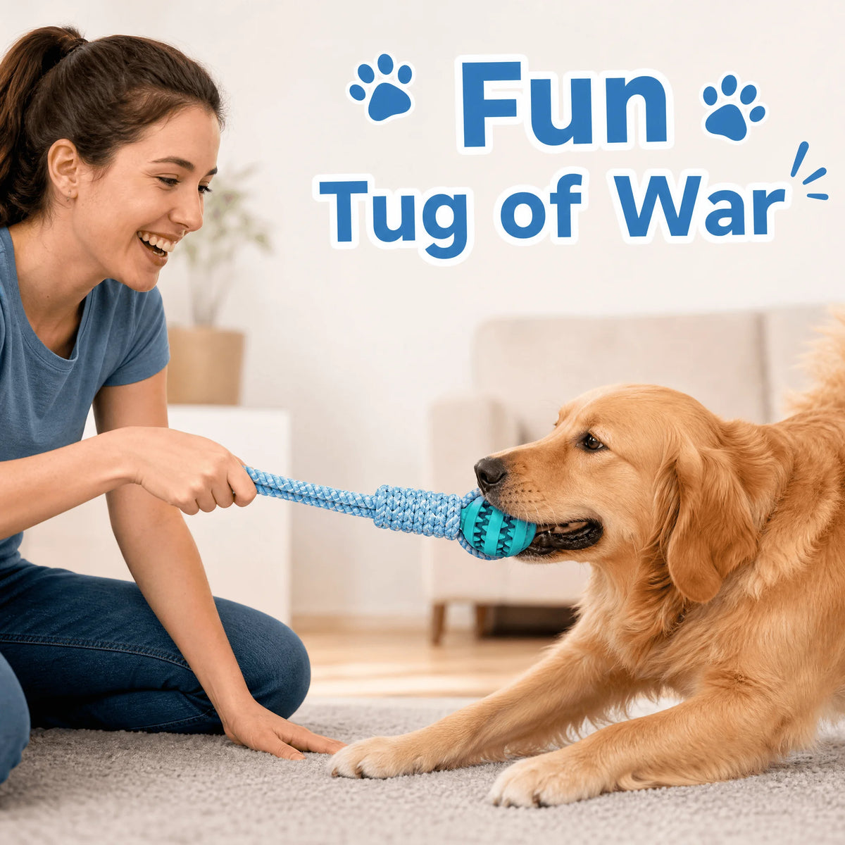 Rope Ball Chew Toy - Interactive Fetch & Tug Game